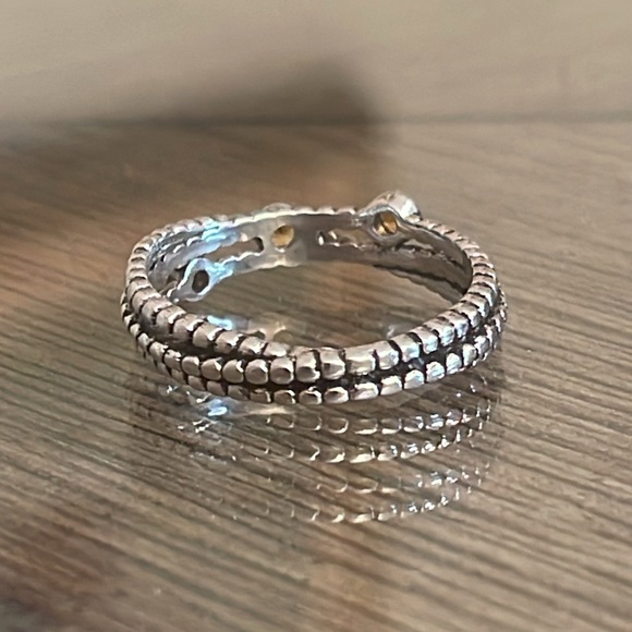 Sterling Silver Crossover Cable Ring with Topaz Gems Approx Size 9 3/4 - Picture 4 of 16